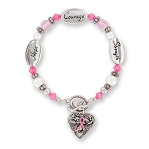 NWT Expressively Yours Pink Ribbon Breast Cancer Bracelet Hope Strength Courage
